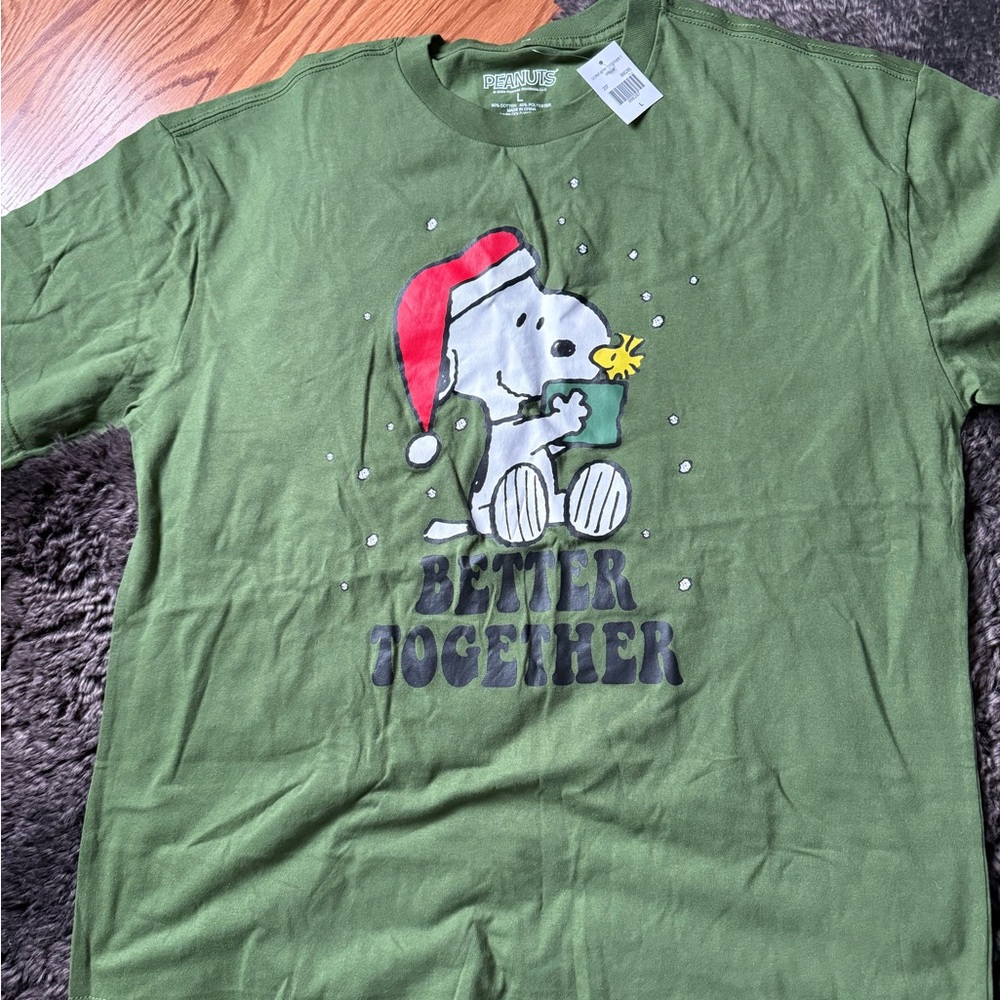 PEANUTS Green Snoopy in a Santa Hat
